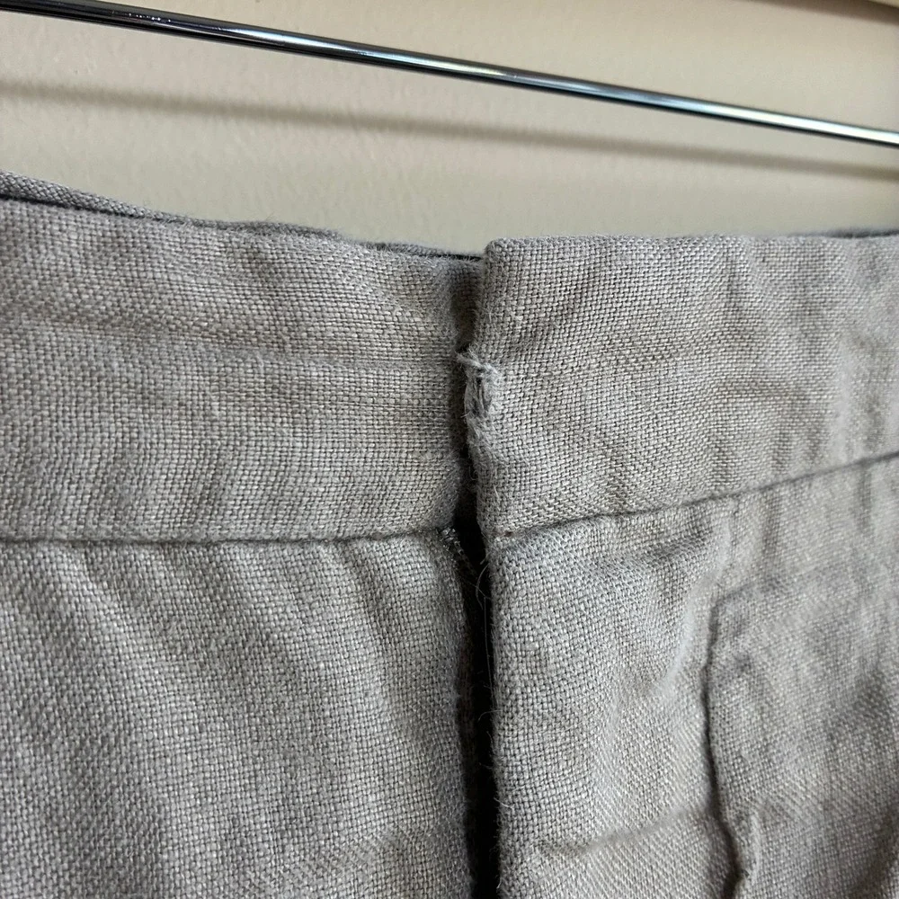 British India Linen Trousers 34 Taupe Mens 100% Linen Relaxed Fit Pants